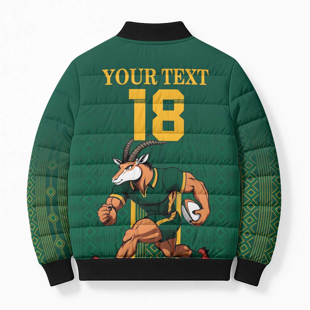 Custom South Africa Rugby Bomber Puffer Jacket Go Springboks - Wonder Print Shop