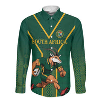 Custom South Africa Rugby Long Sleeve Button Shirt Go Springboks - Wonder Print Shop