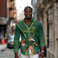 Custom South Africa Rugby Long Sleeve Button Shirt Go Springboks - Wonder Print Shop