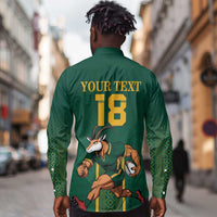 Custom South Africa Rugby Long Sleeve Button Shirt Go Springboks - Wonder Print Shop
