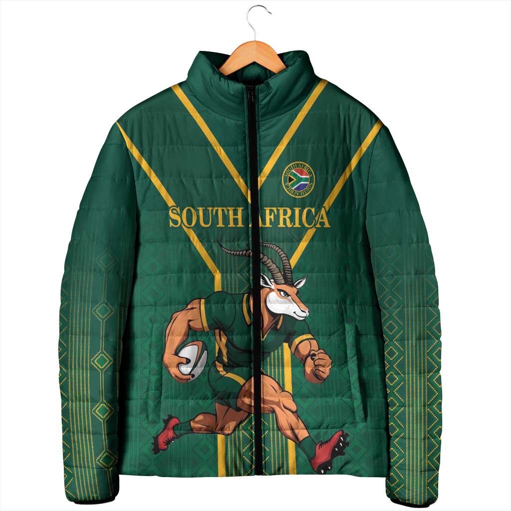 Custom South Africa Rugby Padded Jacket Go Springboks - Wonder Print Shop