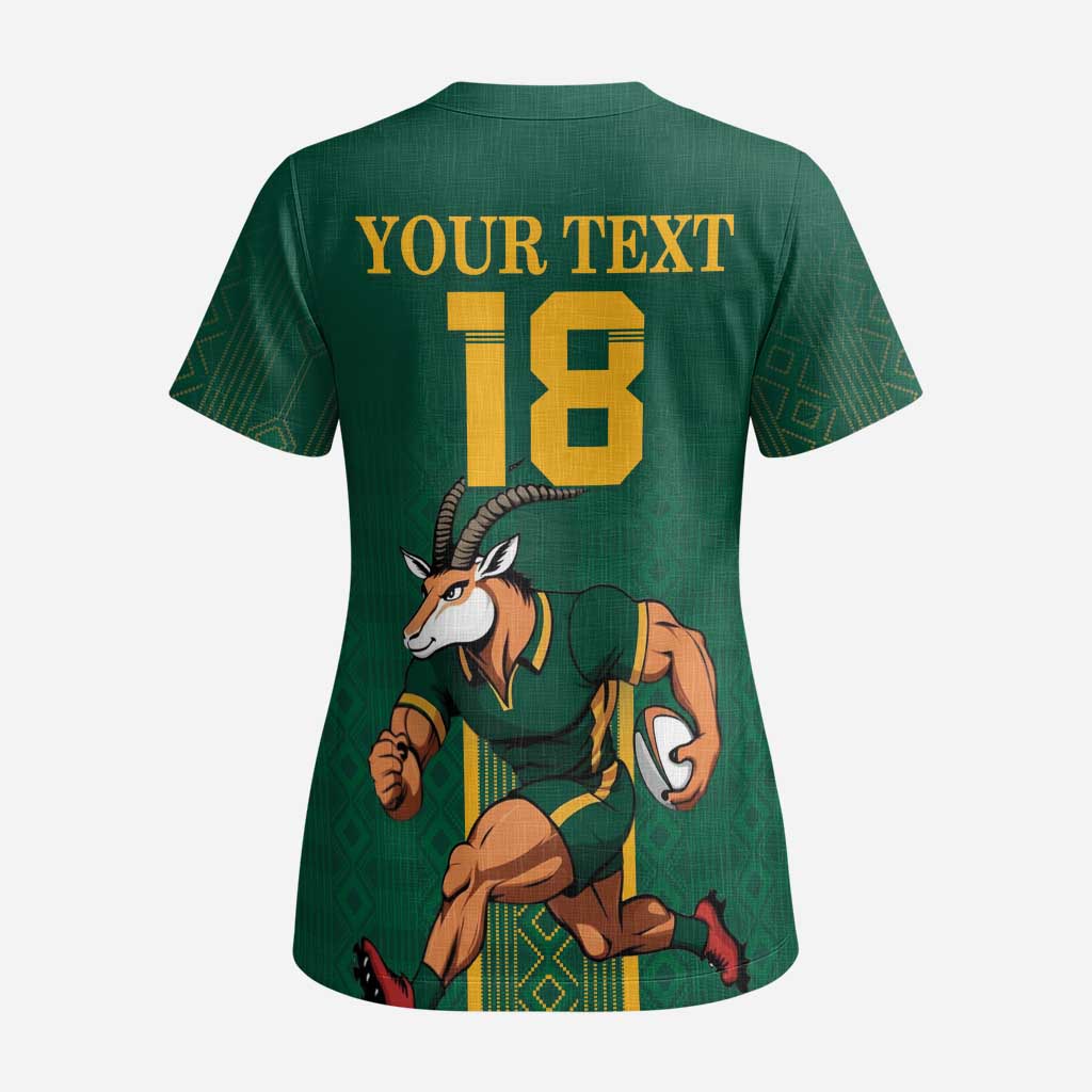 Custom South Africa Rugby Scrub Top Go Springboks - Wonder Print Shop
