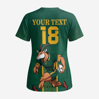 Custom South Africa Rugby Scrub Top Go Springboks - Wonder Print Shop