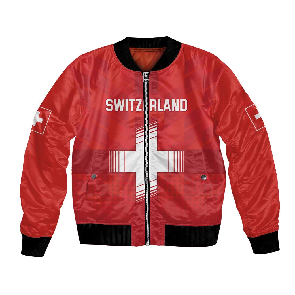 Custom Switzerland Football Bomber Jacket Red Crosses Go Champions