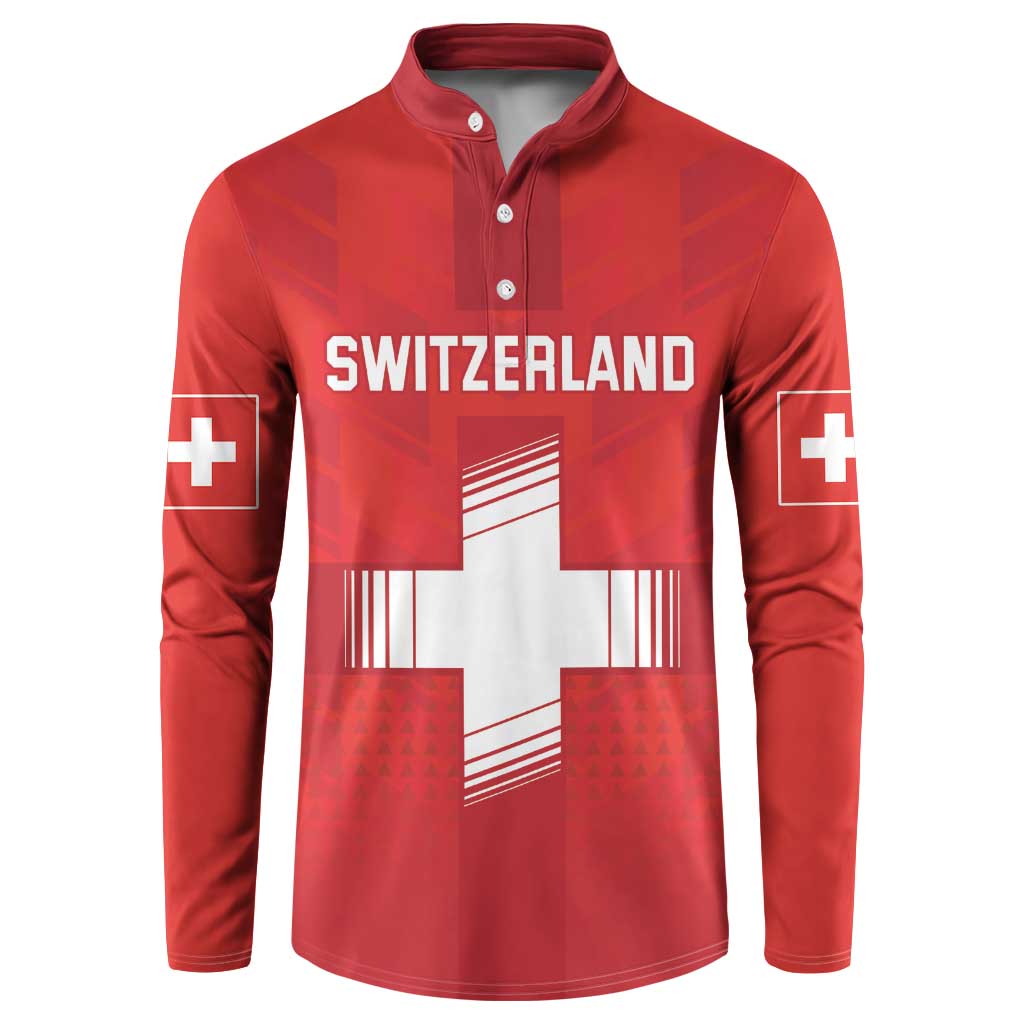 Custom Switzerland Football Button Sweatshirt Red Crosses Go Champions