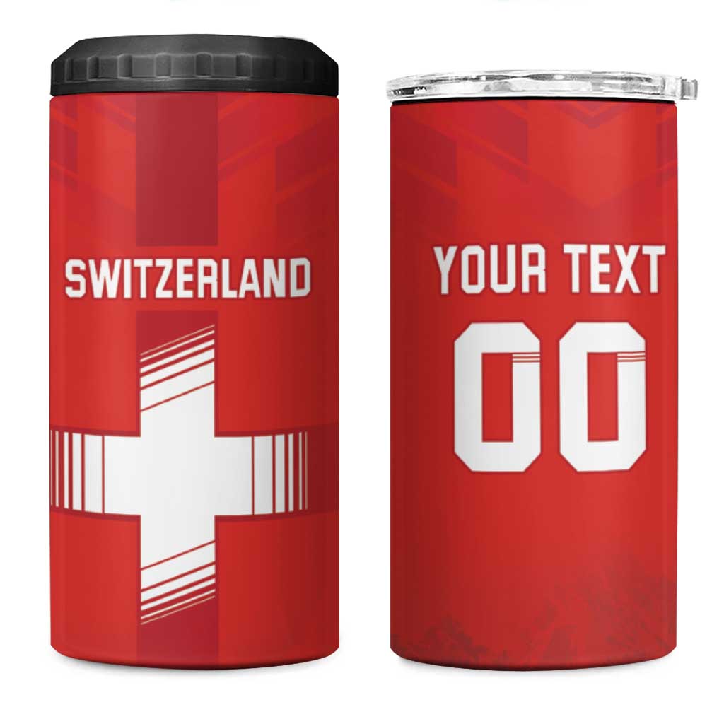 Custom Switzerland Football 4 in 1 Can Cooler Tumbler Red Crosses Go Champions