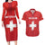 Custom Switzerland Football Couples Matching Long Sleeve Bodycon Dress and Hawaiian Shirt Red Crosses Go Champions