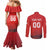 Custom Switzerland Football Couples Matching Mermaid Dress and Long Sleeve Button Shirt Red Crosses Go Champions