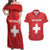 Custom Switzerland Football Couples Matching Off Shoulder Maxi Dress and Hawaiian Shirt Red Crosses Go Champions