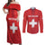 Custom Switzerland Football Couples Matching Off Shoulder Maxi Dress and Long Sleeve Button Shirt Red Crosses Go Champions