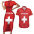 Custom Switzerland Football Couples Matching Short Sleeve Bodycon Dress and Hawaiian Shirt Red Crosses Go Champions