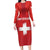 Custom Switzerland Football Family Matching Long Sleeve Bodycon Dress and Hawaiian Shirt Red Crosses Go Champions