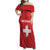 Custom Switzerland Football Family Matching Off Shoulder Maxi Dress and Hawaiian Shirt Red Crosses Go Champions