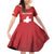 Custom Switzerland Football Family Matching Off Shoulder Short Dress and Hawaiian Shirt Red Crosses Go Champions