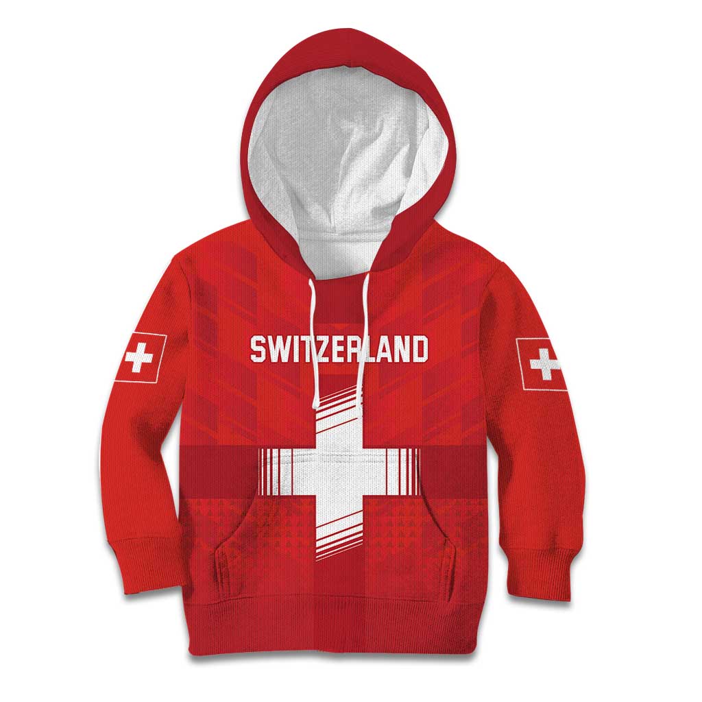 Custom Switzerland Football Kid Hoodie Red Crosses Go Champions