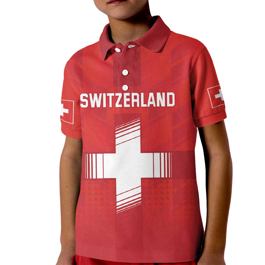 Custom Switzerland Football Kid Polo Shirt Red Crosses Go Champions