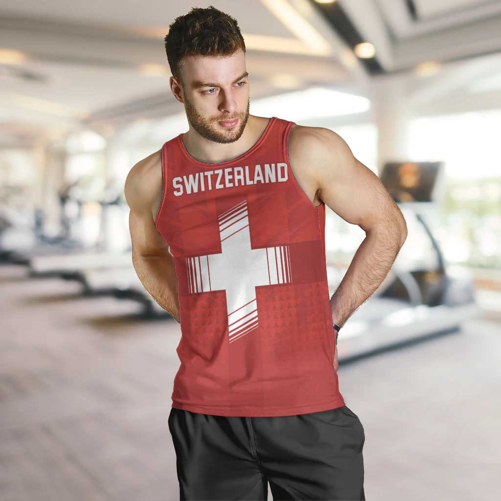 Custom Switzerland Football Men Tank Top Red Crosses Go Champions