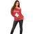 Custom Switzerland Football Off Shoulder Sweater Red Crosses Go Champions