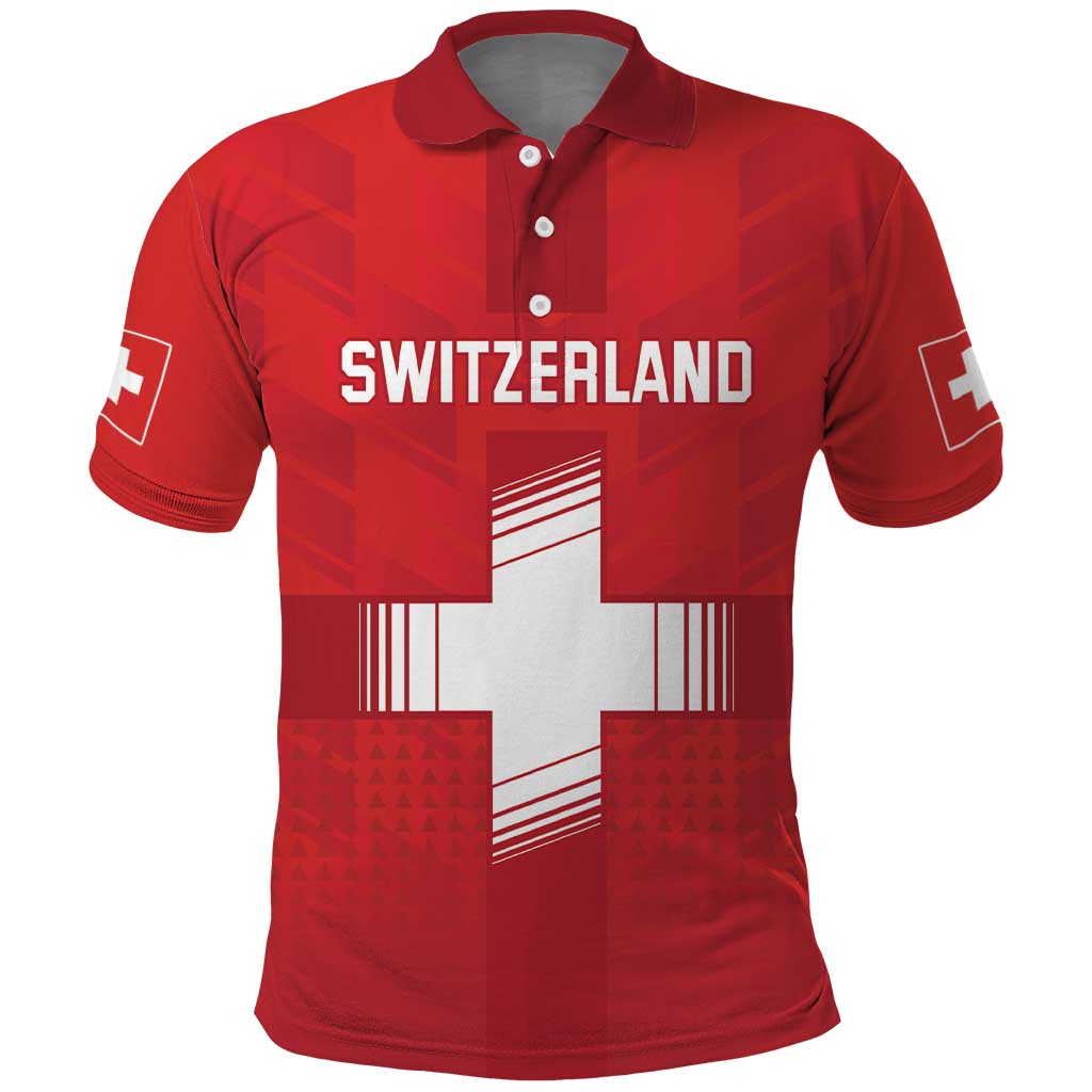 Custom Switzerland Football Polo Shirt Red Crosses Go Champions