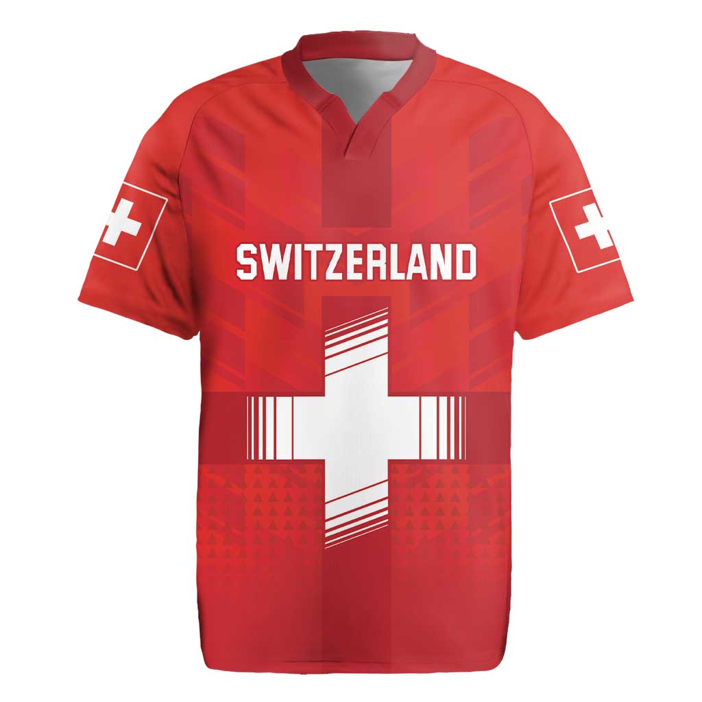 Custom Switzerland Football Rugby Jersey Red Crosses Go Champions