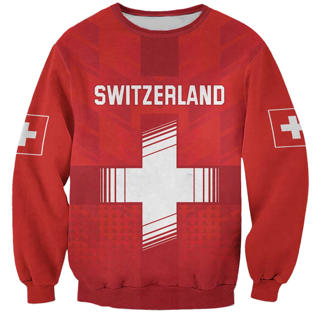 Custom Switzerland Football Sweatshirt Red Crosses Go Champions