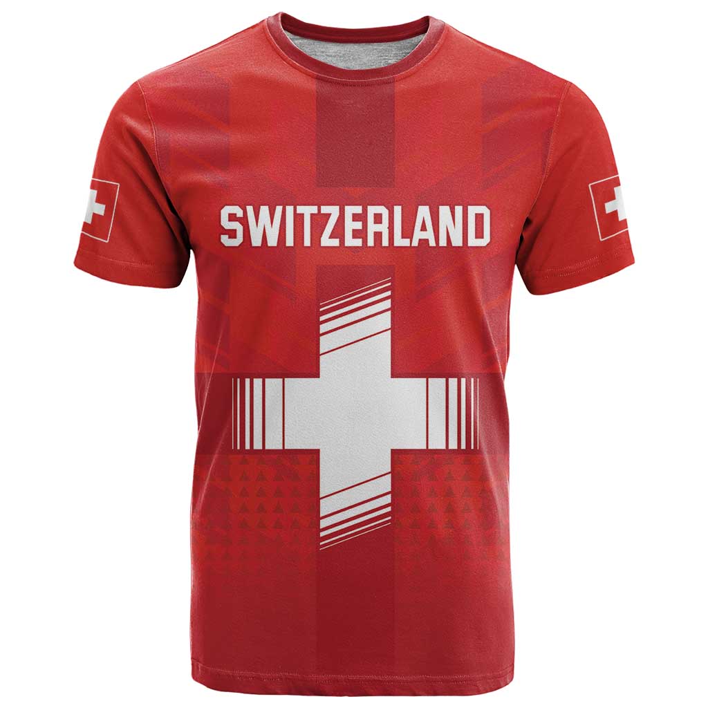 Custom Switzerland Football T Shirt Red Crosses Go Champions