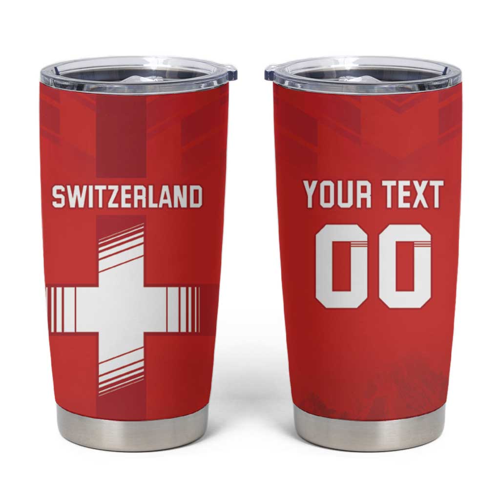 Custom Switzerland Football Tumbler Cup Red Crosses Go Champions