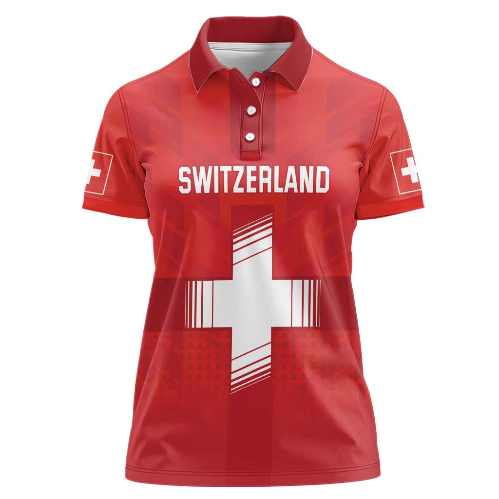 Custom Switzerland Football Women Polo Shirt Red Crosses Go Champions