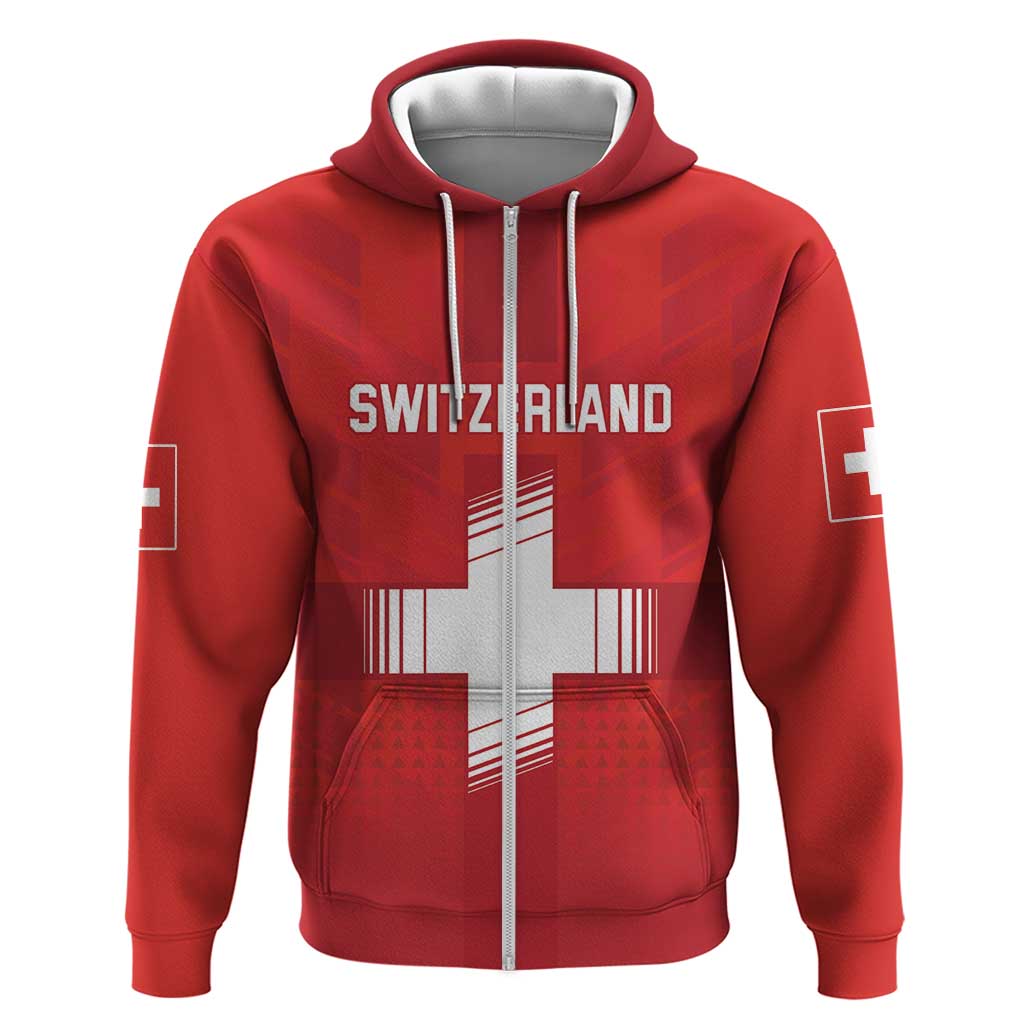 Custom Switzerland Football Zip Hoodie Red Crosses Go Champions