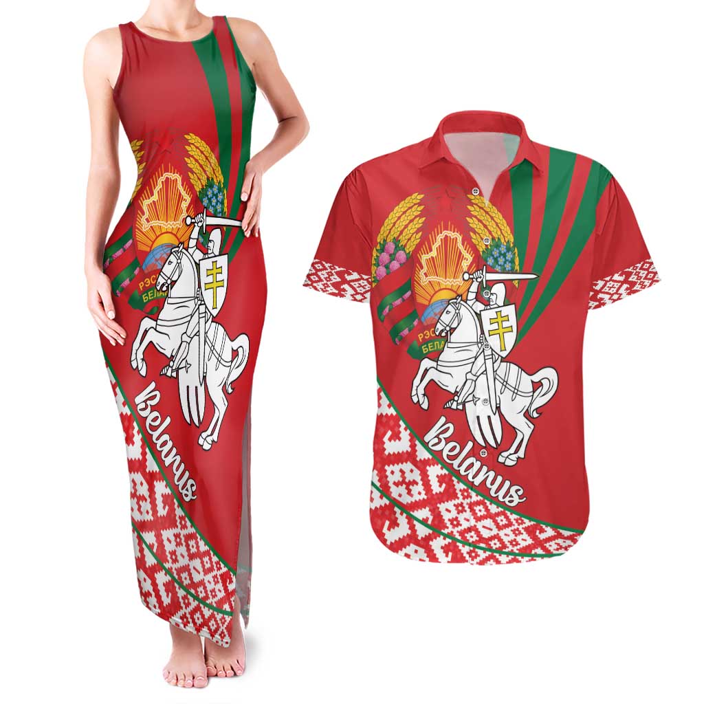 Belarus Pahonia Couples Matching Tank Maxi Dress and Hawaiian Shirt Belarusian Patterns