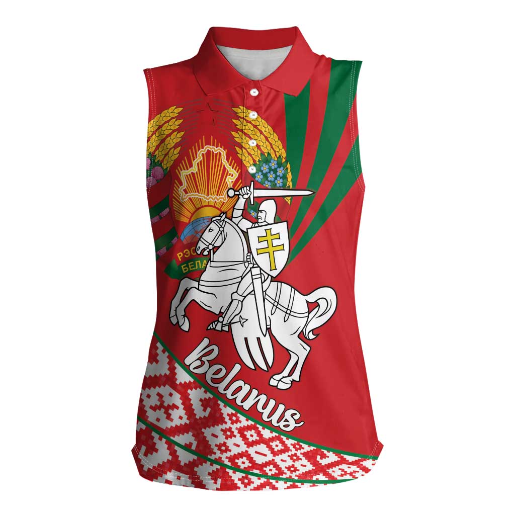 Belarus Pahonia Women Sleeveless Polo Shirt Belarusian Patterns