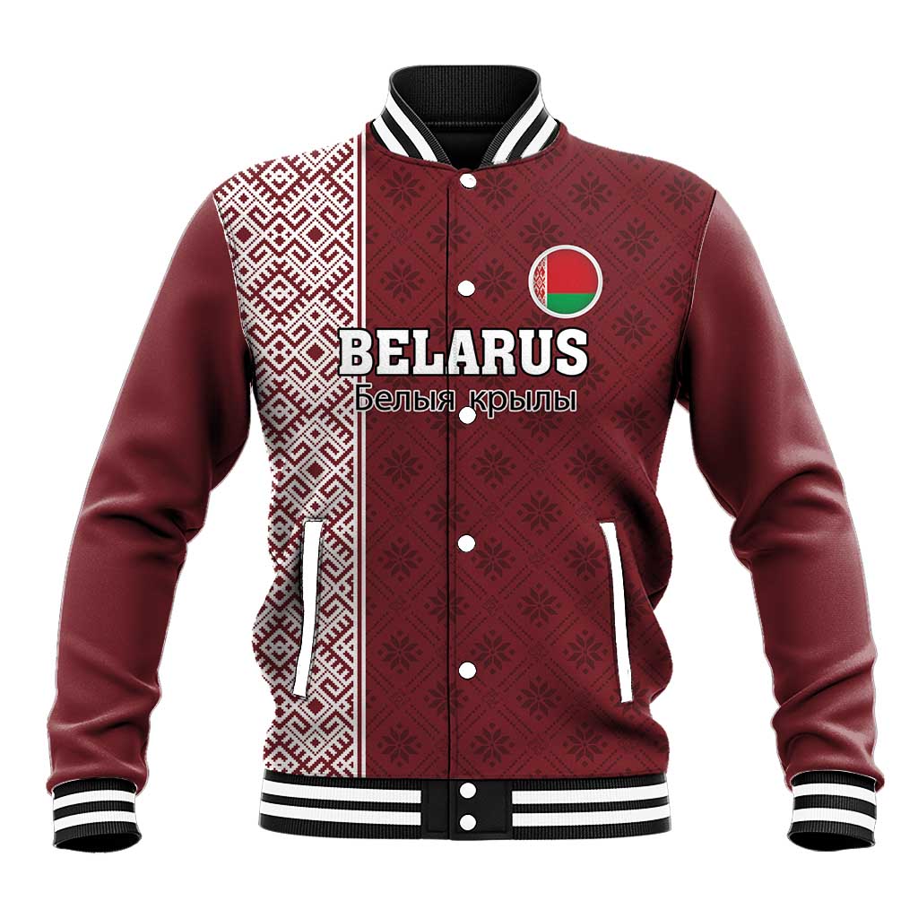 Custom Belarus Football Baseball Jacket The White Wings Red Version