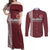 Custom Belarus Football Couples Matching Off Shoulder Maxi Dress and Long Sleeve Button Shirt The White Wings Red Version