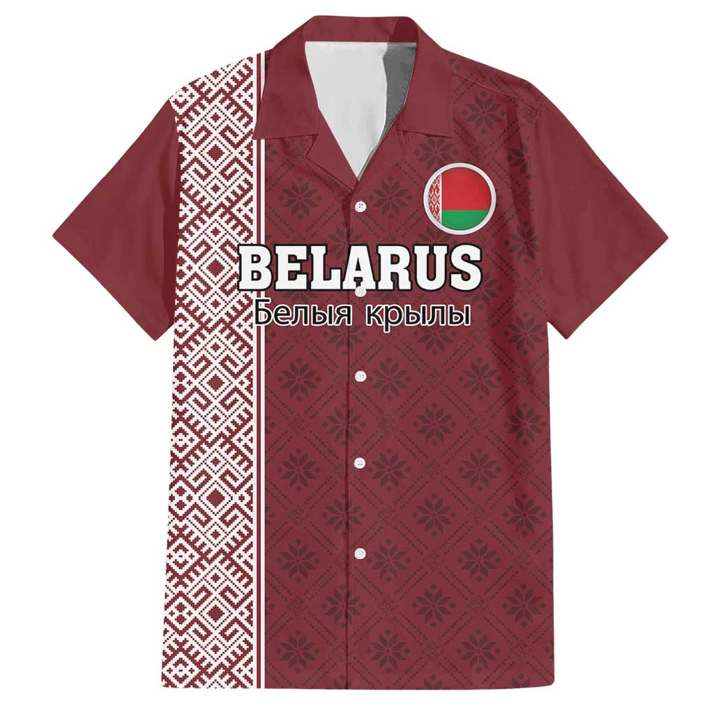 Custom Belarus Football Hawaiian Shirt The White Wings Red Version