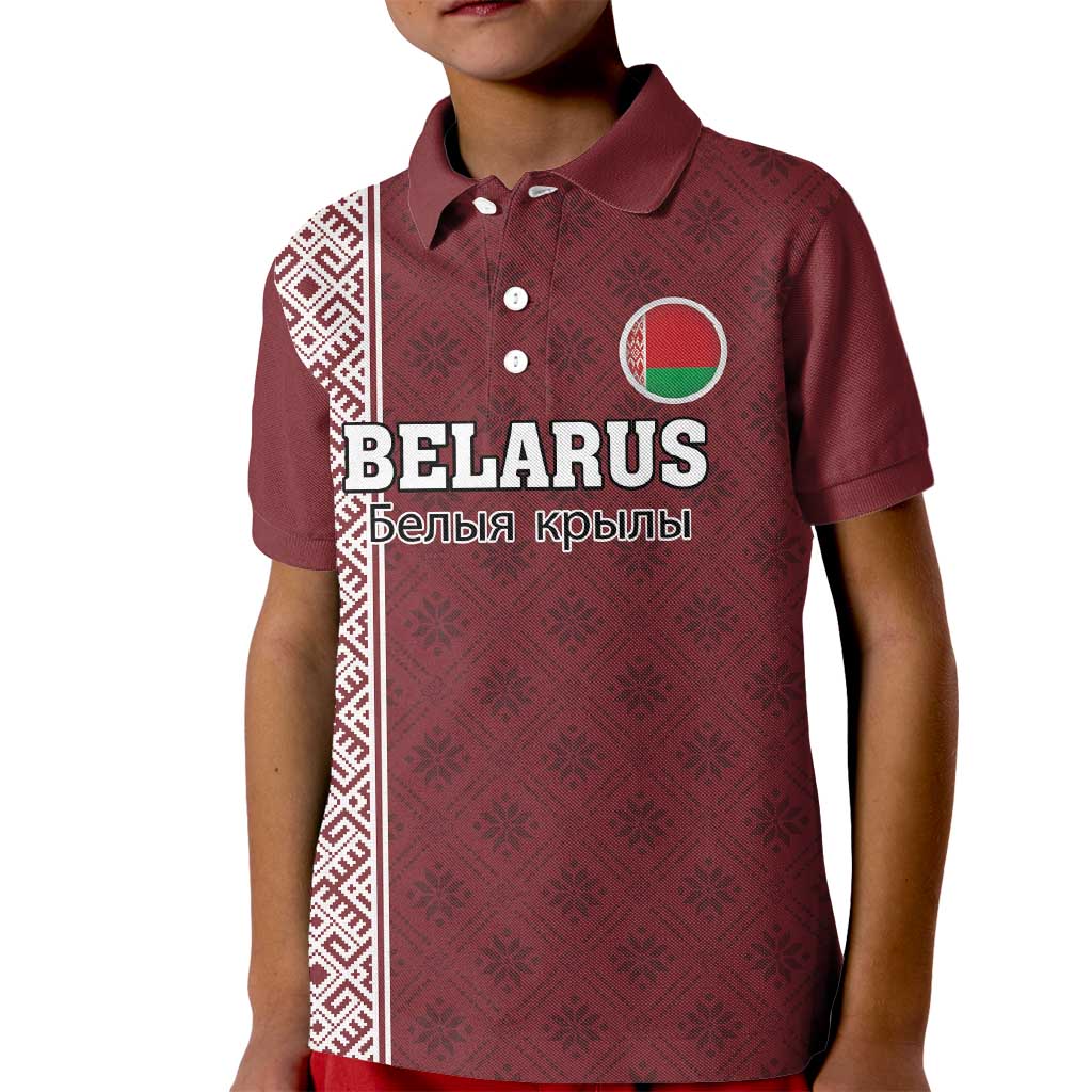 Custom Belarus Football Kid Polo Shirt The White Wings Red Version