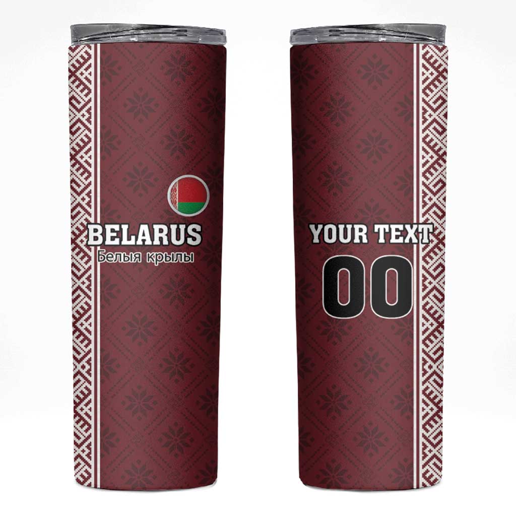 Custom Belarus Football Skinny Tumbler The White Wings Red Version