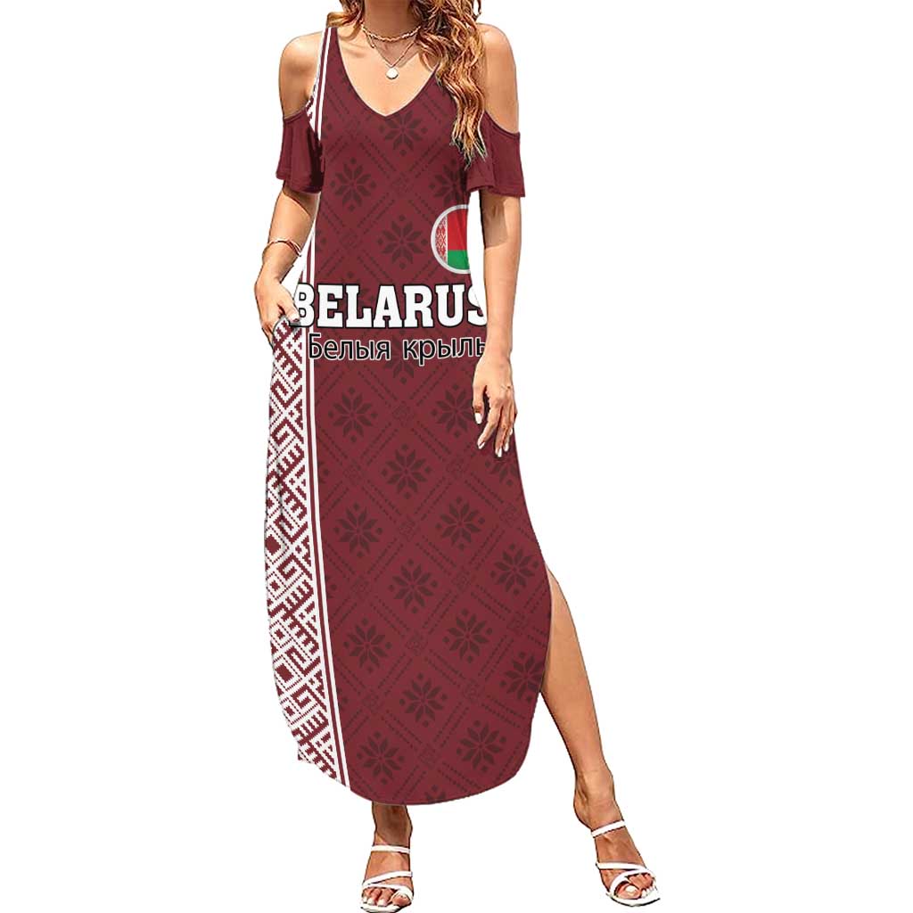 Custom Belarus Football Summer Maxi Dress The White Wings Red Version