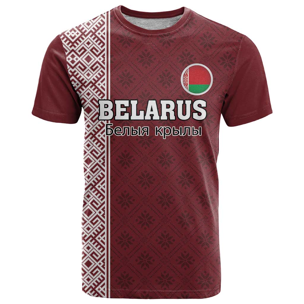 Custom Belarus Football T Shirt The White Wings Red Version