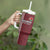 Custom Belarus Football Tumbler With Handle The White Wings Red Version