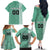 Custom Belarus Football Family Matching Off The Shoulder Long Sleeve Dress and Hawaiian Shirt The White Wings Green Version