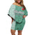 Custom Belarus Football Family Matching Off Shoulder Short Dress and Hawaiian Shirt The White Wings Green Version