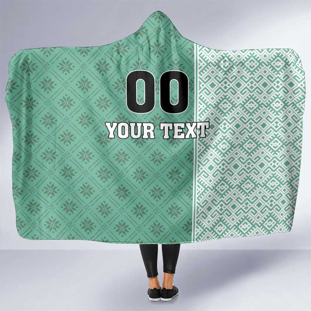 Custom Belarus Football Hooded Blanket The White Wings Green Version