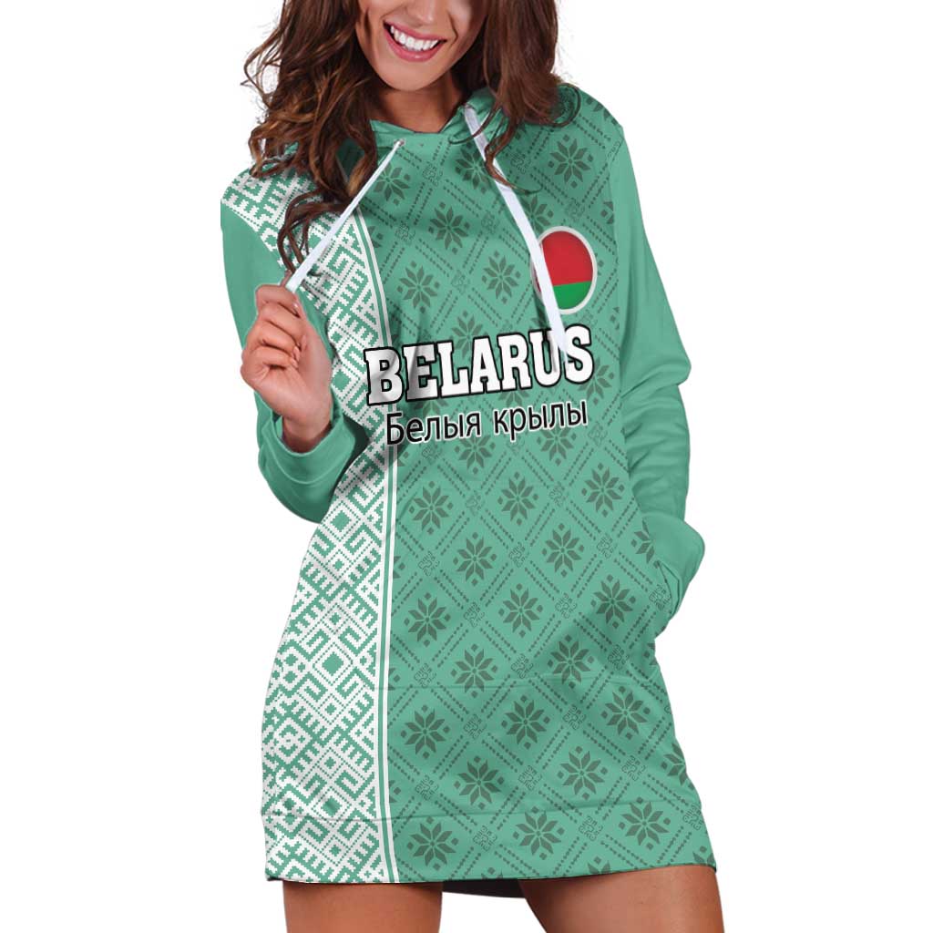 Custom Belarus Football Hoodie Dress The White Wings Green Version