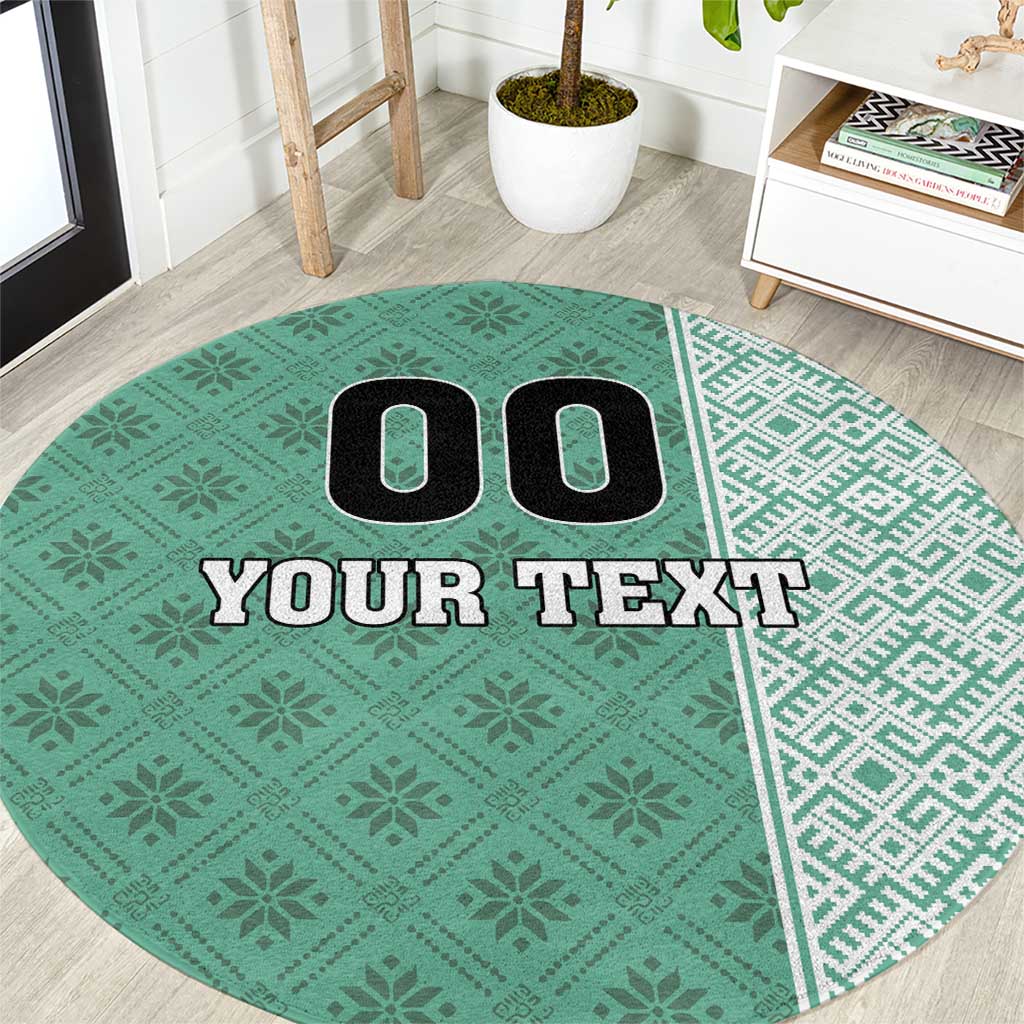 Custom Belarus Football Round Carpet The White Wings Green Version