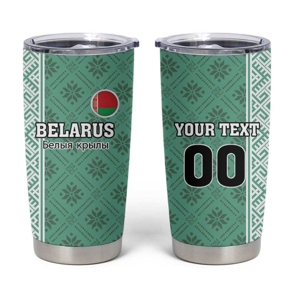 Custom Belarus Football Tumbler Cup The White Wings Green Version