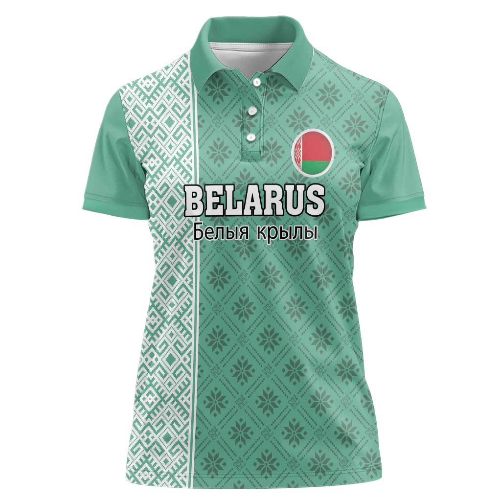 Custom Belarus Football Women Polo Shirt The White Wings Green Version