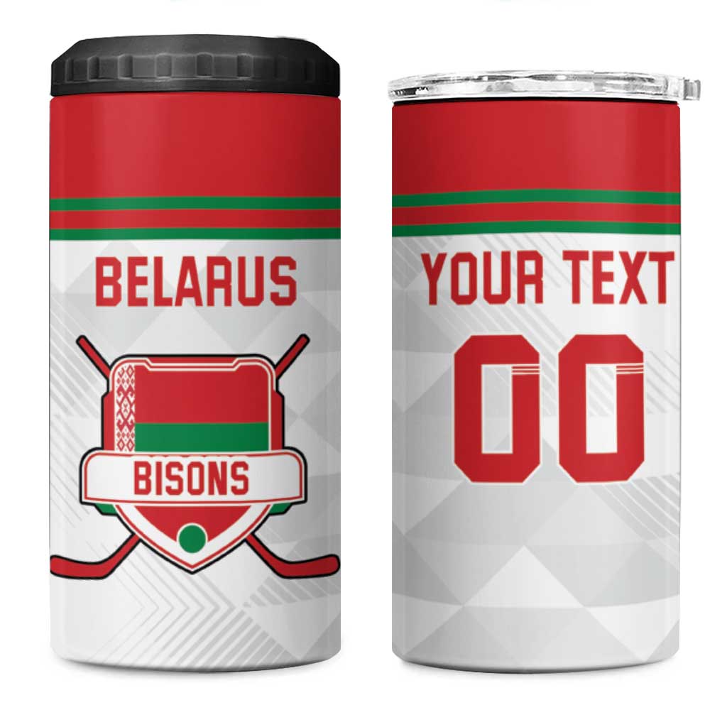 Custom Belarus Ice Hockey 4 in 1 Can Cooler Tumbler 2025 Go Bisons White Version