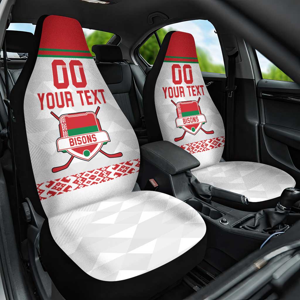 Custom Belarus Ice Hockey Car Seat Cover 2025 Go Bisons White Version