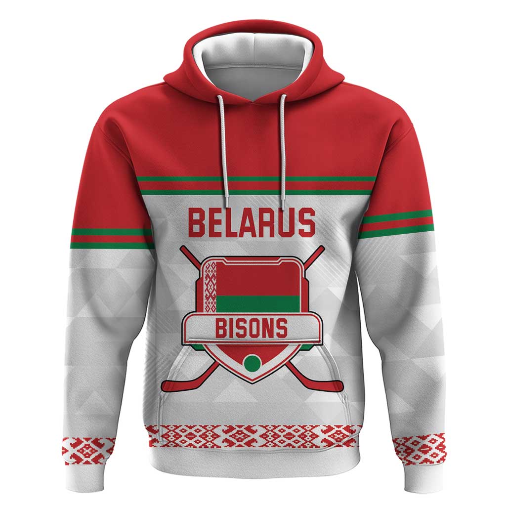 Custom Belarus Ice Hockey Hoodie 2025 Go Bisons White Version