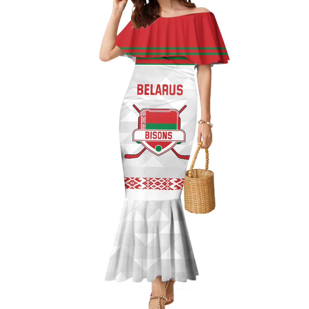 Custom Belarus Ice Hockey Mermaid Dress 2025 Go Bisons White Version